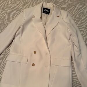 Zara Cream Double-Breasted Blazer
